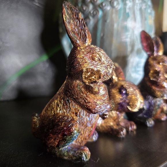 4 HANDCRAFTED Upcycled Bunny Rabbits HANDPAINTED Easter Bunny Home Art Decor - Picture 3 of 17